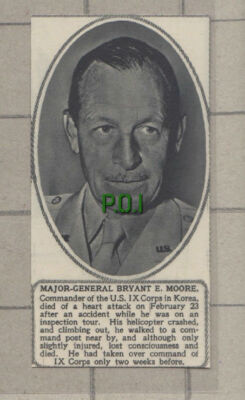 C916) Generalmajor Bryant E Moore Korea IX Corps Obituary - 1951 SMALL Cutting