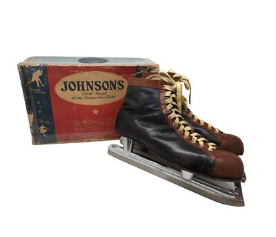 Nestor Johnsons Hard Toe Leather Hockey Skates Men's Sz 9 Brown Two Tone #783