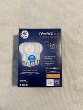 GE Reveal HD LED Light Bulbs 40W A19 Medium Base Crystal Clear 4PK