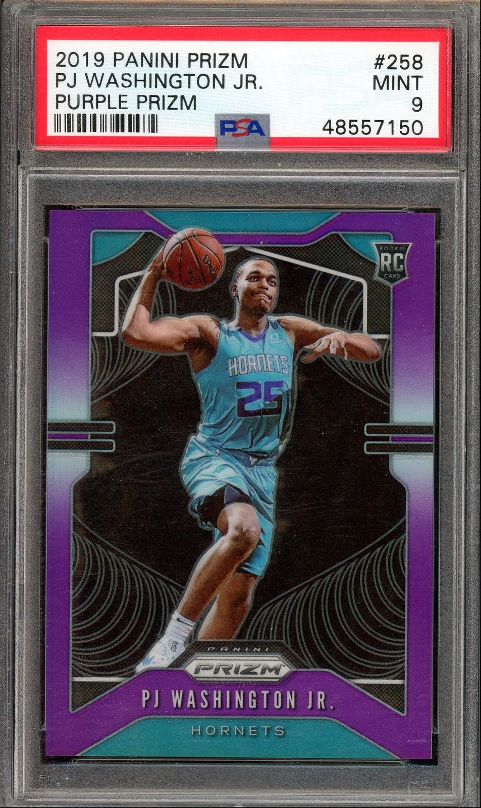 2019-20 Panini Prizm Purple PJ Washington Jr. PSA 9 /75 #258 RC Charlotte