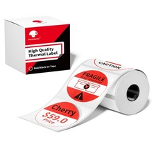 Phomemo Round Red  Black Color Thermal Labels, 1.96" x 1.96", 