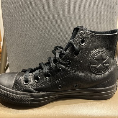 Converse Black Leather High Top Sneakers Mens Size 4.5/Womens 6.5; Like New