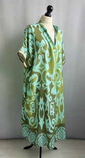 MADE IN ITALY Fab Draped Viscose Arty Print Relaxed Fit Shift Dress OS 56" Chest