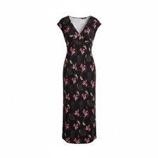Madewell V-Neck Floral Midi Dress True Black Size 0 New Silk Blend
