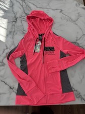 NWT Medium Victoria's Secret Pink Ultimate Neon Pink Gray Athletic zip jacket