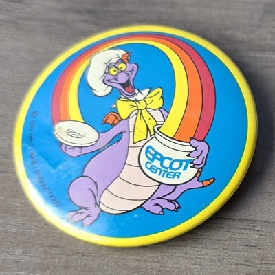 Vintage 1982 Walt Disney World Epcot Center Figment Dragon Rainbow Pin Button 
