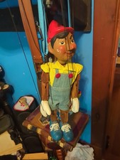 Vintage 1970s Carved Wood Pinocchio Marionette Puppet Disney