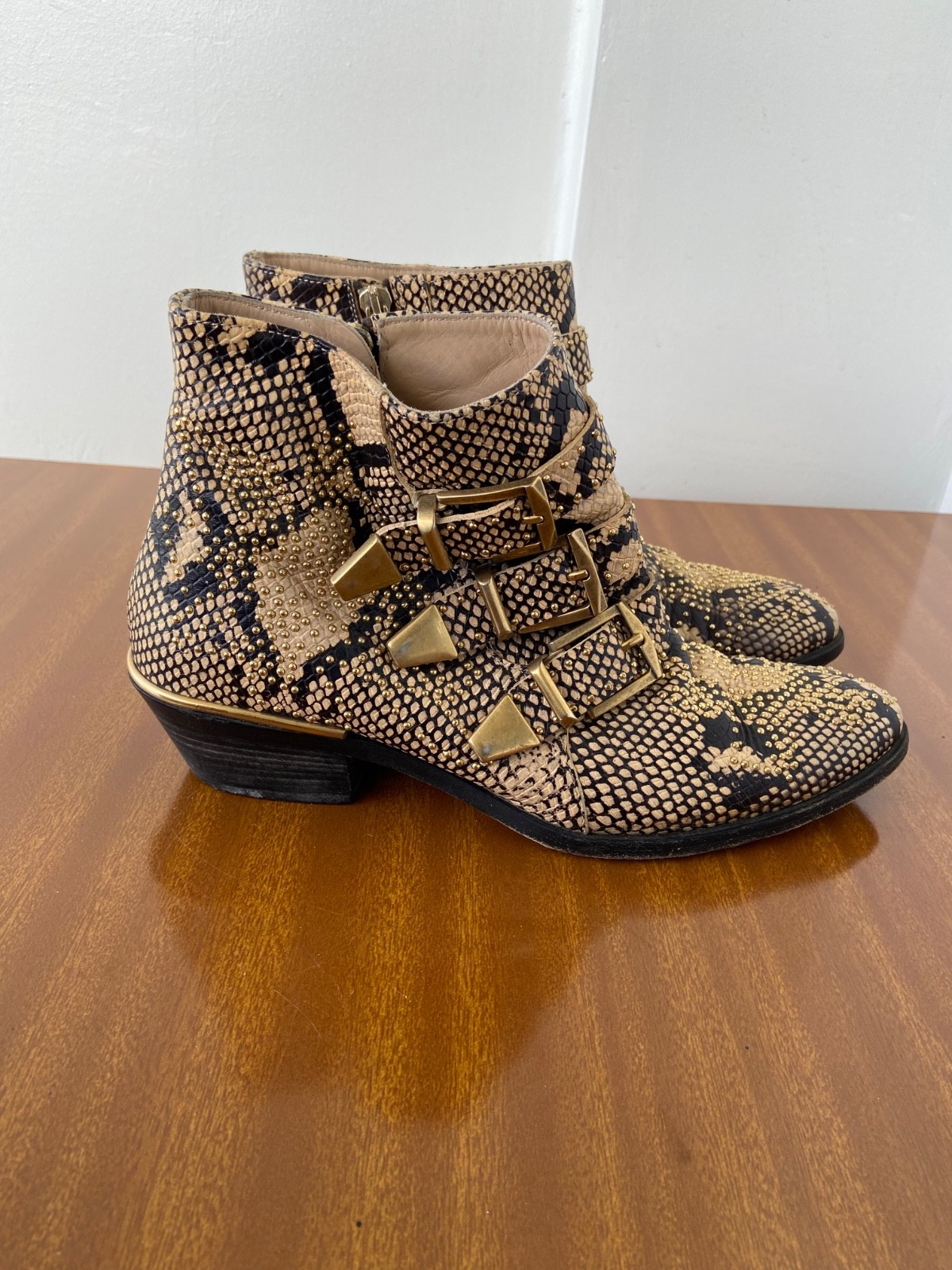 Chloe susanna python-embossed studded leather ank… - image 6