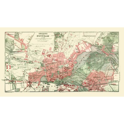 Historic Map - Potsdam Germany Vicinity - Baedeker 1914 - Vintage Wall Art