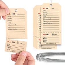 100 Pack Red Repair Tags with Wire Rope Service Repair Tags Numbered with Wir...
