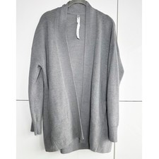 Lululemon Knit Cardigan Merino Wool Cotton Blend Gray Size 2 Pockets Long Length