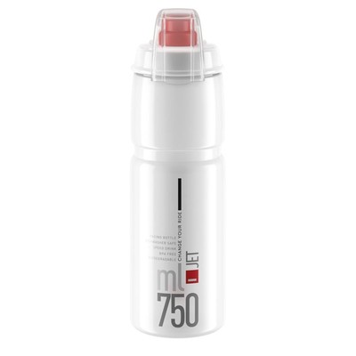 Elite Trink Flasche Jet Plus 750ml Klar Rot Polyethylen Schutzkappe Fahrrad