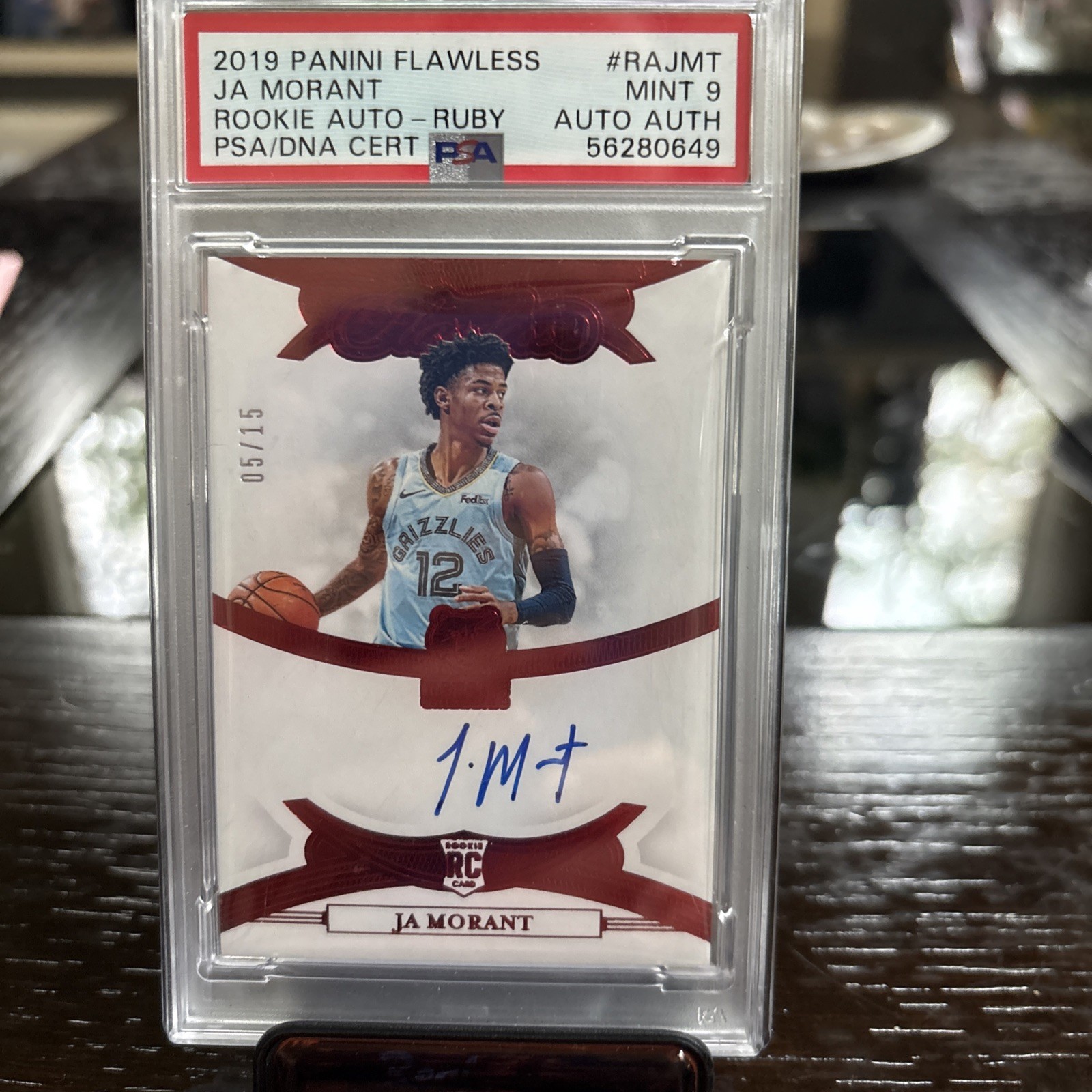 2019 Ja Morant PSA Mint 9 Flawless Rookie Auto Ruby #RAJMT 5/15￼