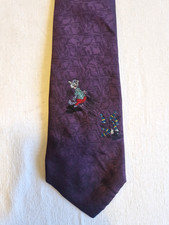 Krawatte Motivkrawatte Vintage 70er 80er 90er lustig mehrfarbig Katze lila bunt