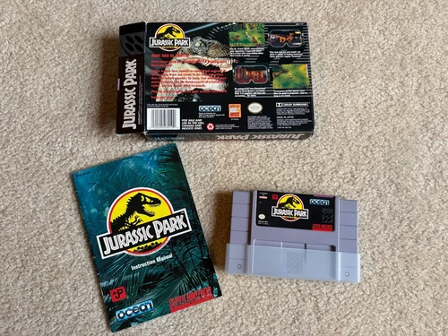 Jurassic Park Nintendo SNES Cartridge CIB with manual (Untested)