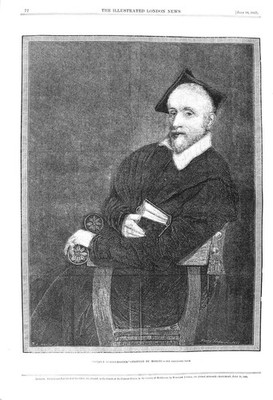 Original alter antiker Druck 1857 Portrait Tizians Schulmeister Moroni viktorianisch