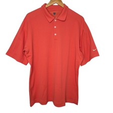 Nike Golf Mens Sphere Dry Coral Orange Textured Woven Polo Shirt Large