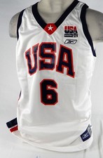2000s Team USA Basketball #6 Game Issued White Jersey 48 349