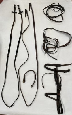 Courbette Leather Lot Dressage English Bridle Headstall Ground Reins Brown E3