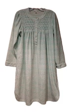 Miss Elaine S Blue And White Short  Fleece Nightgown Smocked  Exc