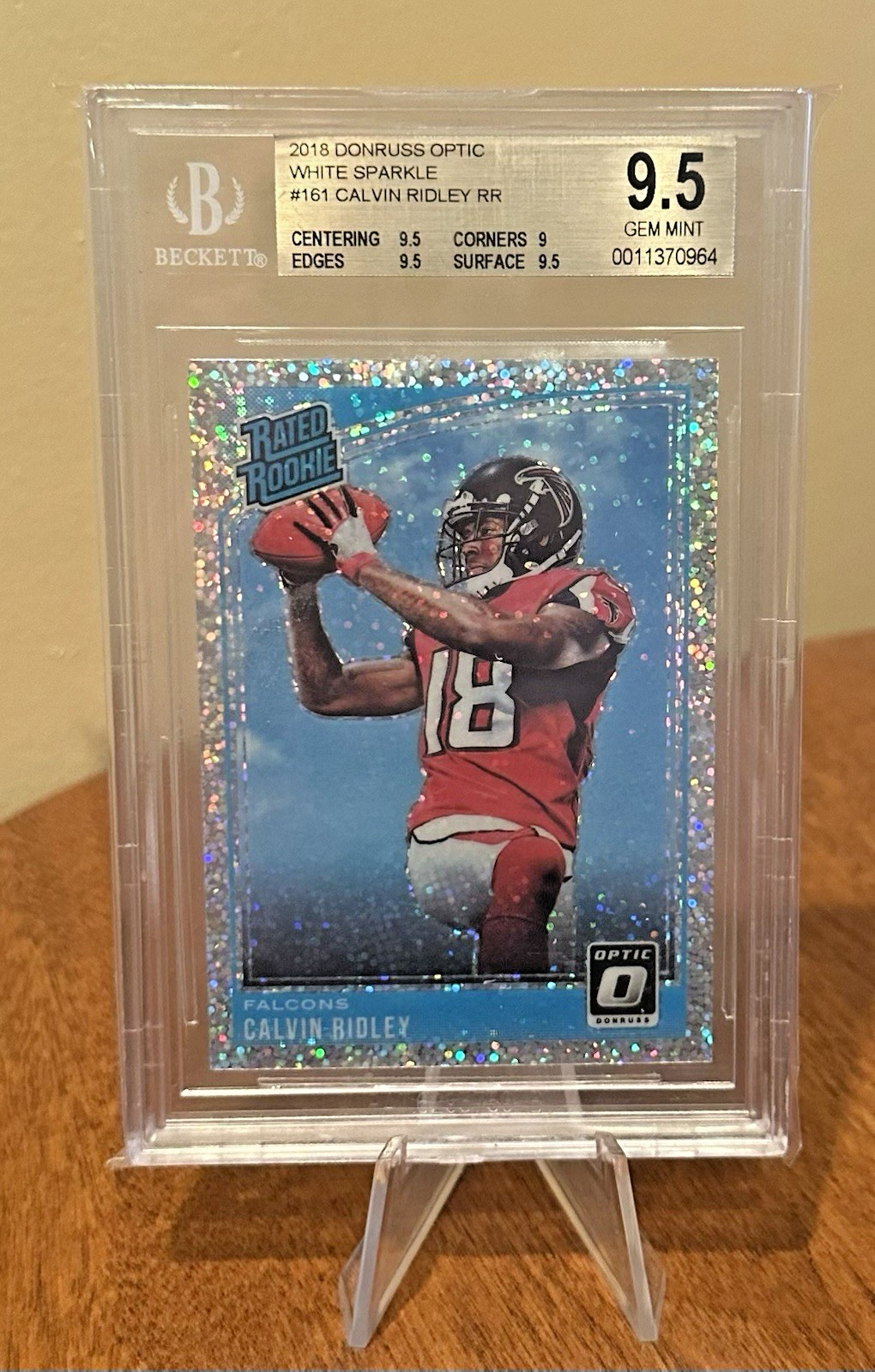 Calvin Ridley RC SSP - 2018 Donruss Optic WHITE SPARKLE BGS 9.5 POP 3 - TITANS