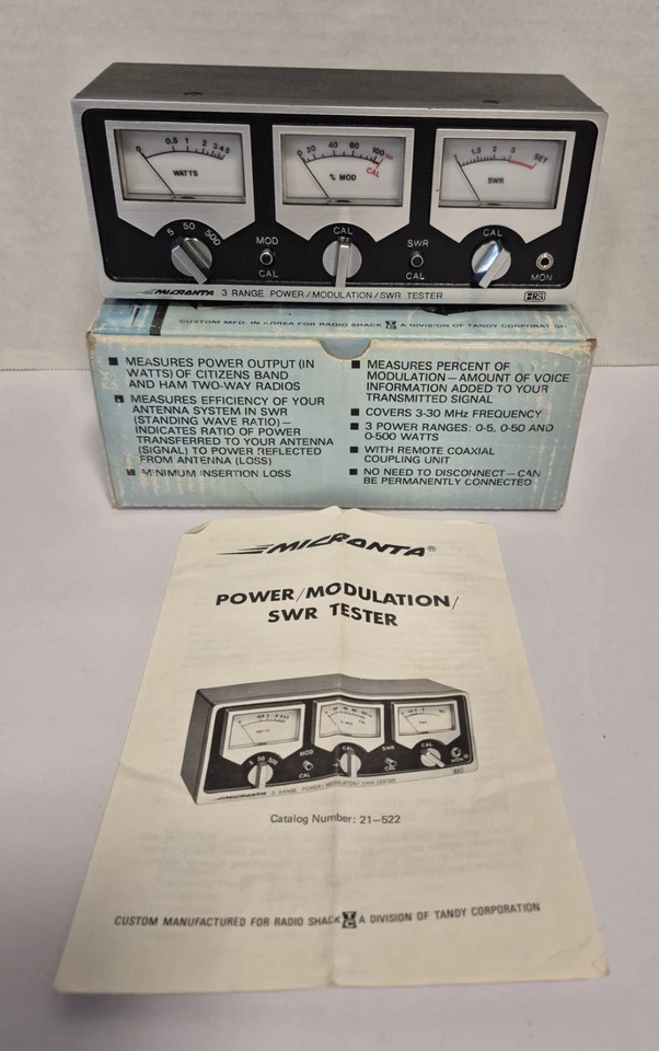 Micronta Radio Shack 21-522 Power/Modulation/SWR Tester 3 Range Meter Amateur CB - Image 4 of 4