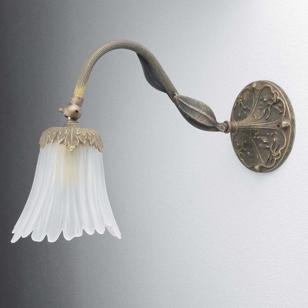 Wandlampe Messing Glas Floral Verstellbar Handarbeit E14 Wandleuchte Wohnzimmer-image