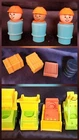 Vintage Fisher-Price 4 Construction Vehicles, 3 Construction Workers & 4 Props