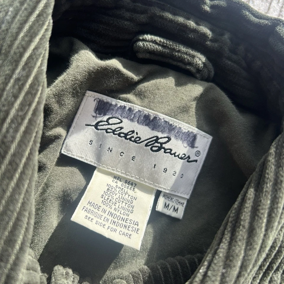 Chaqueta Eddie Bauer Vintage Verde Pesada Pana Tareas de Granero Para Mujer Talla Mediana Foto 2 de 4