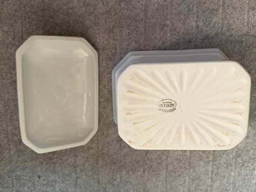 Vintage APILCO France White Porcelain Lidded Terrine Rectangular 6 ¾” x 4 ¾” - Picture 7 of 7