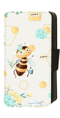iPhone/Galaxy niedliche Insekten Biene Design Kunstleder bedruckt Flip Handyhülle B