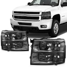 Front Pair Headlights For 2007-14 Chevrolet Silverado 1500 2500hd 3500hd Smoke