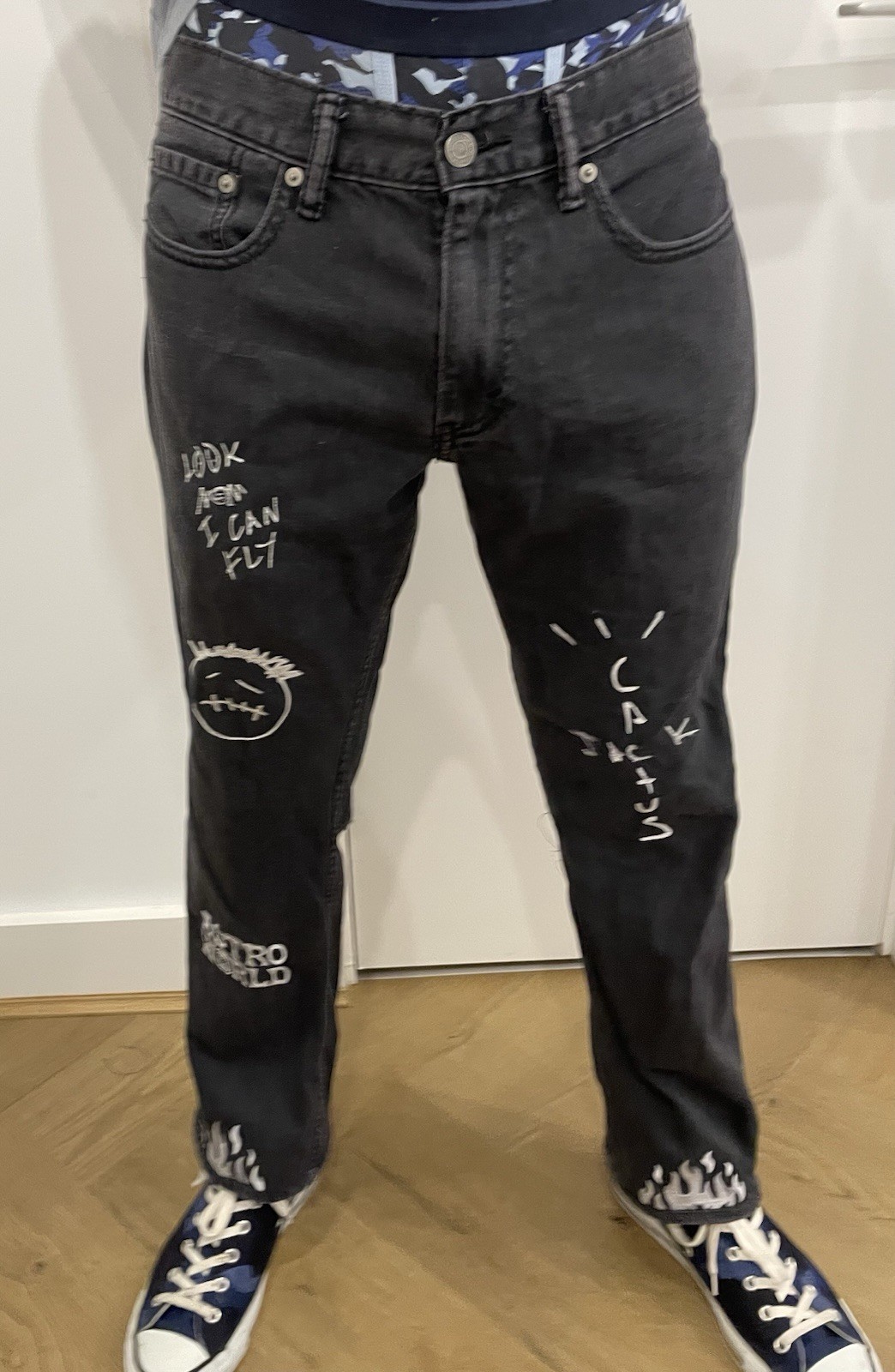 Rare Travis Scott Cactus Jack x Levi's 514 Embroidered Black Jeans W32