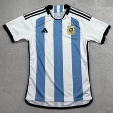 Argentina National Team Jersey Mens Small White Blue 2022 Home Adidas Soccer