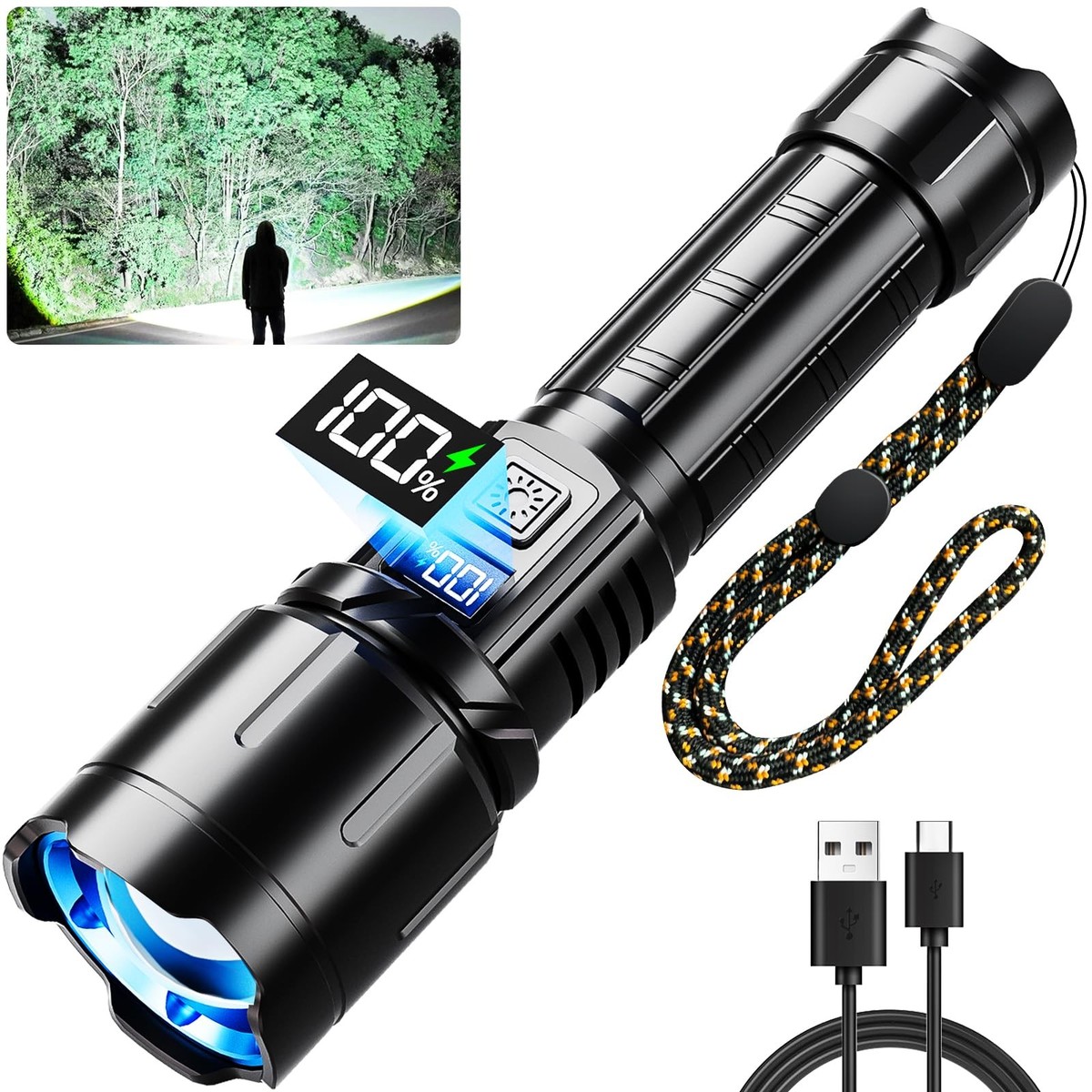 KNIBO Rechargeable Flashlight 99000 High Lumens LED Super Bright
