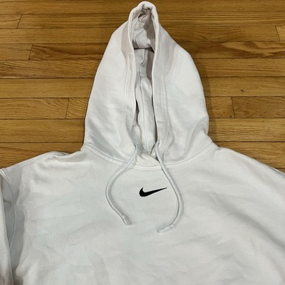 トップス REMAKE docking Nike vintage hoodie Vintage Nike Center Swoosh Check White Hooded Sweatshirt Hoodie