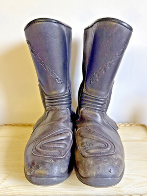 Vintage Alpinestars schwarz Leder Motorrad Touren Stiefel Armor Gr. 43 UK 9