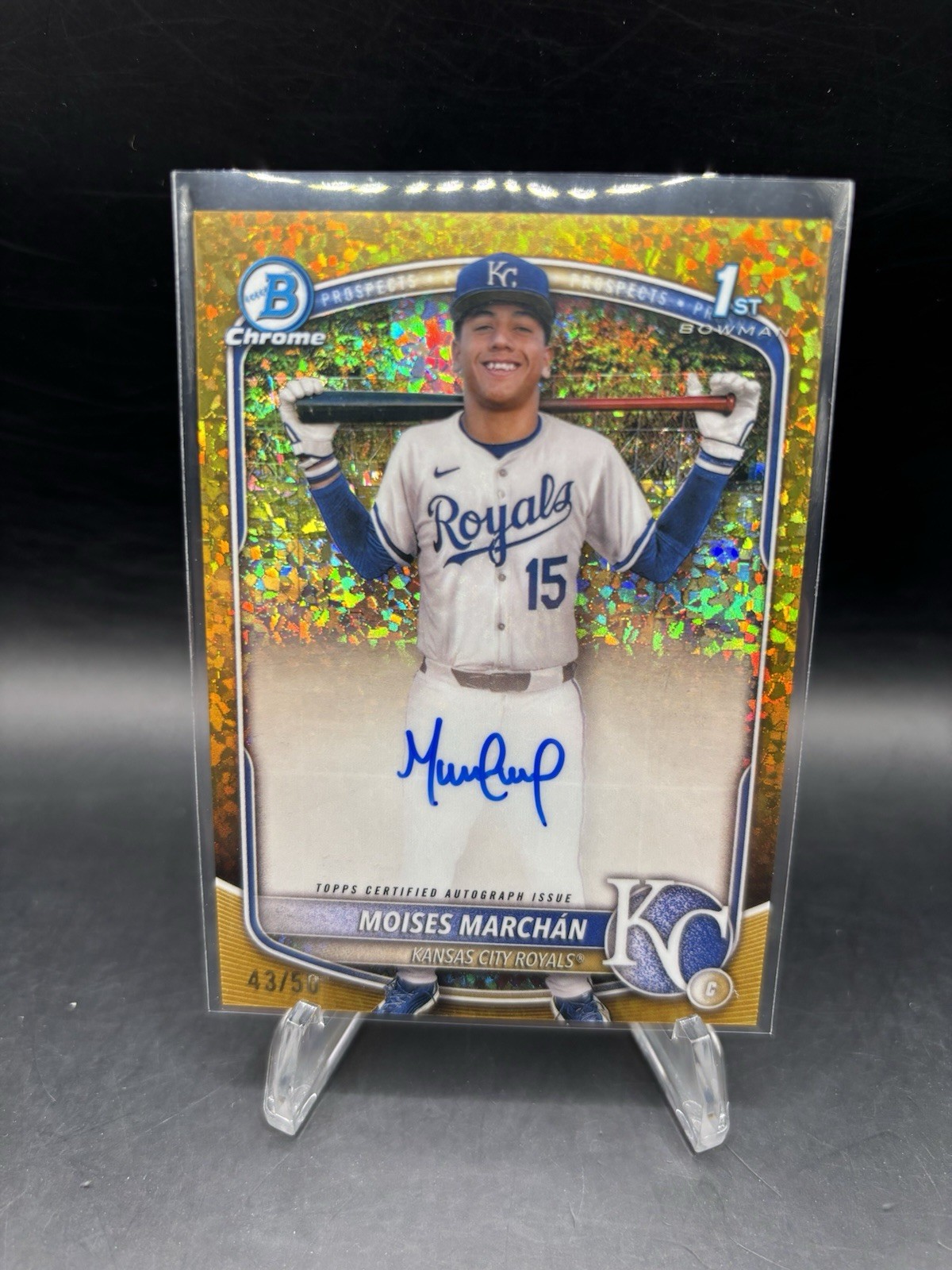 2025 Bowman Chrome Moises Marchan Auto Gold Mini Diamonds Refractor 1st /50