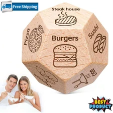 Wooden Food Dice Couples Date Night Food Decision Dice Fun Toy Gift for Partners