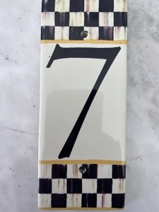 MacKenzie-Childs Ceramic House Number 6.5”x2.5" Courtly Check