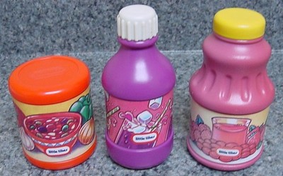 lot 3 Vintage Little Tikes Play Food Soup Strawberry Grape Drink  Pretend fun
