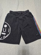 MAUI AND SONS Boys Shorts 14/Lg Grey Cotton 4 Stipe Skateboarding Vintage Look