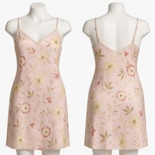 Lauren Ralph Lauren Floral Satin Chemise Nightgown Slip Dress Blush Pink Size L