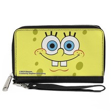 PU Zip Around Wallet Rectangle SpongeBob SquarePants Face CLOSE-UP Yellows