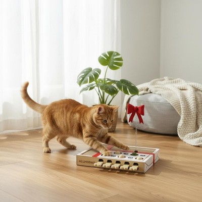 Interaktiver Katzenkratzer Stressabbau boxförmiges Kratzspielzeug Übung