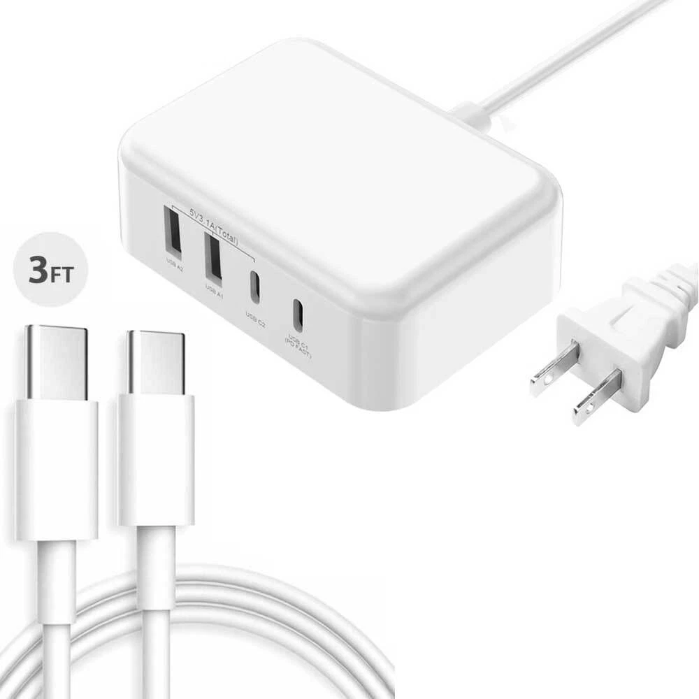 4 Port USB Hub Fast Wall Charger Station Multi-Function Desktop AC Power Adapter