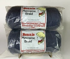 2 Vtg Pepperell 4mm Bonnie Navy Blue ? Macrame Braid Craft Cord, 100 Yards Each