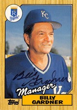Billy Gardner autographed Baseball Card (KC Royals) 1987 Topps Traded #36T BLK