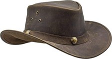 Men and Women Brown Genuine Leather Cowboy Western Hat