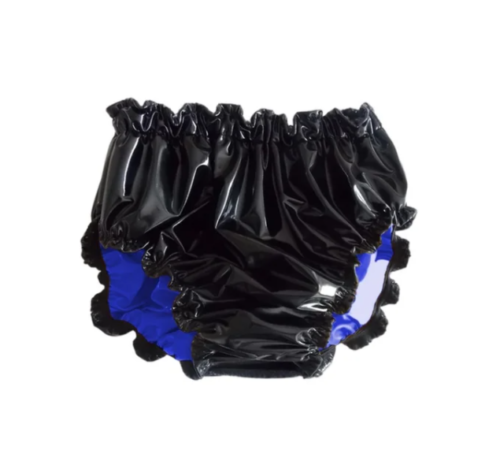Adult giant baby black double-sided PVC Sissy lined elastic waistband - Afbeelding 1 van 2